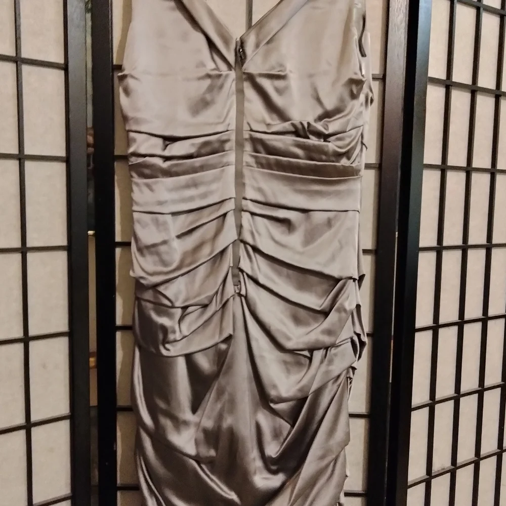 Sadie silver silk midi dress semi formal size 6 by Elie Tahari - Picture 3 of 10